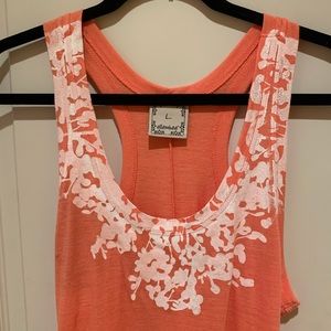 VERY LONG cotton sundress. Beautiful orange/coral